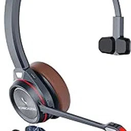 Wireless Headset with Microphone for Work, in-Built with USB Dongle for PC, Mono 5.2 Bluetooth Headset for Computer Cell Phone Home Office Microsoft Teams Skype Video Conference Voice Recognition-image-34