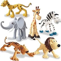 Verat 6 Pieces Safari Animals Figures Toys Loin Tigger Zebra Cheetah Elephant Giraffe Wild Jungle Animals Figurines Educational Learning Toys for Toddlers Kids Toys Figure image 1