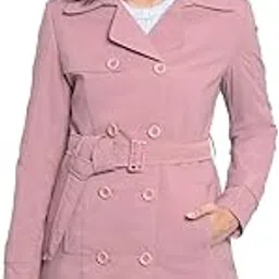crimsoune club Women's Pink Tranch Coat with Belt-picture-35