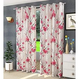 Galaxy Home Decor Floral Printed Heavy Curtains for Window 6 Feet, Pack of 1, Pink-picture-22