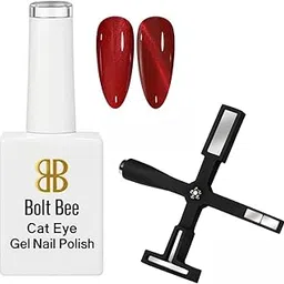 Bolt Bee Cat Eye Gel Nail Polish with 5 in 1 Magnet Set Magnetic Gel Polish for Shimmering 3D Effect – Long-Lasting, UV/LED Soak Off Gel for DIY & Salon Use (Red, 14ml)-image-86