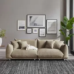 Arnya 88.9" Modern 3 Seater Sofa Sofa Three Seater Sofa for Living Room Guest Room Hotels Office (Light Brown)-image-61