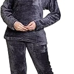 rg by s.s. clothing RG BY SS CLOTHING Winter Casual Wear Sleepwear Round Neck Full Sleeve Soft and Breathable Wool Solid Night Suit for Girls and Women's ( FLPL-RN ) image 1