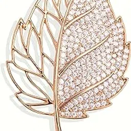 The Half Diamond Leaf Brooch Pin | 18k Gold Plated | Trendy, Lightweight & Comfortable | Stylish & Tarnish-Resistant | Qty : 1pc-image-11