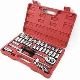 32-Piece Professional Socket Set, 1/2-inch Drive, Chrome Vanadium Steel, Red Storage Case with Extension Bar, Universal Joint, Ratchet Handle-picture-31