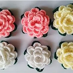 Zealza Handmade Crochet Flowers Multicolor - Combo of 6 Big Flowers (Pink)-picture-27