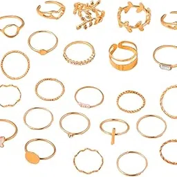 jewelaa Fashion Jewellery 24-Piece Golden Ring Set | Boho Stackable Fashion Jewelry for Women and Girls-picture-30