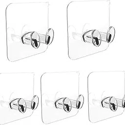 Dealsure Plug Hook Sticker Multifunctional Power Plugs Self Adhesive Stickers Socket Holder Wall Mounted Transparent Wall Storage Hanger for Keys Razor, Kitchen Items Storage. (Pack of 5 PIS)-image-40