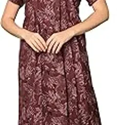 Alfine Cotton Nighty Gown with Side Pocket for Women | Regular, Printed & Full Length Maxi Night Gown | Night Wear Nighties for Women | Size: M-2XL-image-2