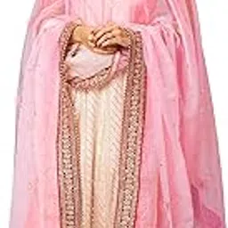 radha rang wedding & bridal dupatta Baby Pink Women Bridal Dupatta for Wedding (Marriage) - Heavy Net Dulhan Chunari With Resham Embroidery Velvet Lace For Red, Pink Lehenga Saree 27-picture-54