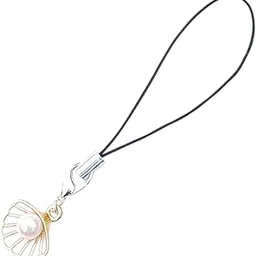 Pearl Cell Phone Charm with Cord, Silver and Gold Tone-picture-26
