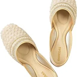 rahegas feel like stunning RAHEGAS Women’s Pearl Embellished Silver Jutti | Stylish Ethnic Flat Footwear for Women & Girls | Handcrafted Leather Look Comfortable Latest Jutti-picture-17