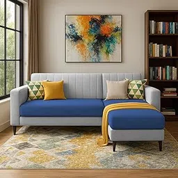 GRAPEWOOD Wayne RHS 4 Seater L Shape Sofa Set for Living Room (Blue Grey Colour) Premium Fabric Sofa Set for Living Room-picture-35
