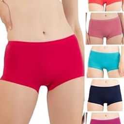 lux cozi for Her Women's Boy Shorts Panty | High Coverage 100% Cotton Panty Set for Women |Mid Waist Boyleg Panty |Color May Vary | Pack of 6-picture-29