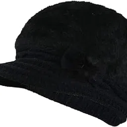 isweven Winter Woolen Visor Fashionable Cap for Women Girls (40_56, Free Size)-picture-50
