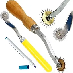 Artonezt 2 Pcs Tracing Wheel Professional Stitch Marking Spacer Leather Needle Point Sewing Marking Tracing Tools + 1 Pc Fabric Marker Pen Dressmaking Tailor's Pen-image-0