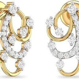 pc jeweller Yellow Gold and Diamond Stud Earrings for Women-picture-2
