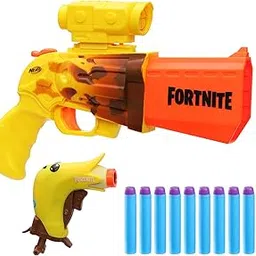 Nerf Fortnite 2-Blaster Peely Pack Includes SR-Ripe Blaster with 4-Dart Hammer Action, Micro Peely Blaster, and 10 Official Nerf Elite Darts-image-76