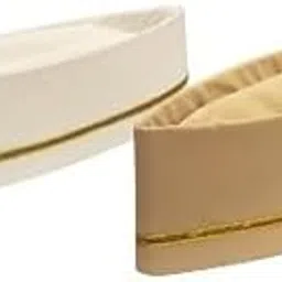 PRIYAKANT SAFAWALA Traditional Handstitch Ready to Wear Topi/Cap/Turban for Wedding, Pooja and Traditional Function Use It, Pack of 2 [Golden and Off White Lace Topi, Free - Size]-image-2