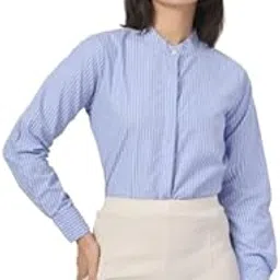 style quotient Women Blue and White Stripe Polycotton Formal Shirt-picture-21