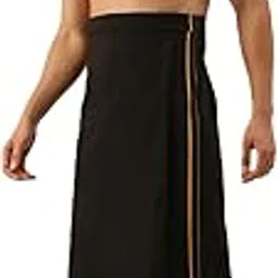 nandu Brand Elite Men's Cotton Black Colour Dothi - Pack of 1 (Colour- Black and Yellow Colour Kambi Border) # Elite Dothi # Washed Elited Dothi # Ready to Wear #-picture-21
