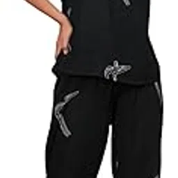 black teetar Women's Cotton Printed Night Suit Set of Shirt & Pajama Set Women Night Wear Set-picture-52