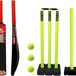 Wilora Premium Backyard Cricket Set - Beach Cricket - Set Includes 1 Bat, 3 Balls, Stumps with Stand & Bails | Perfect for Outdoor Sports & Beach Play |-picture-26