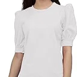 nena fashion Women's Regular Fit Top with Scoop Neck, Cuffed Balloon Sleeves-picture-26