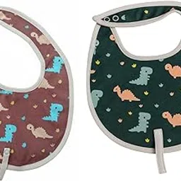 Adhigams Dino Doodle 100% Organic Cotton Baby Bibs Set of 2 | Soft Washable Feeding Bib & Apron for newborn Boys & Girls | Waterproof, Adjustable Drool Bibs & Baby Shower Gift Essentials-picture-27