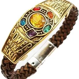 rvm jewels Avengers Infinity War Endgame Thanos 6 Gauntlet Power Stones Leather Bracelet for Boys and Men-picture-53