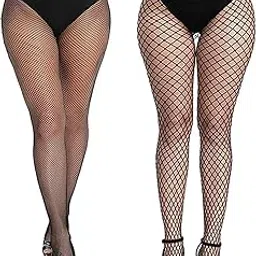 Z-zippyque Women's/Girls's High Waist Pantyhose Tights Fishnet Stockings Black-image-2