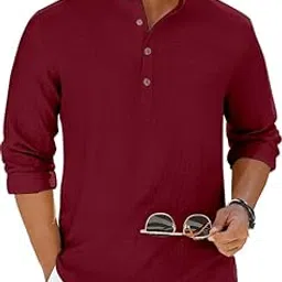 folgen set the trend Folgen Men's Full Sleeve Cotton Kurta Shirt | Short Length Kurta for Men | Regular Use, Casual Wear for Office & Festive image 1
