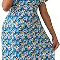 zero clothing Feeding Dress for New Moms | Zipless Nursing Gown India | Cotton Maternity Nightwear | Ankle Length Pregnancy Nighty | 2 in 1 Pre & Post Pregnancy Dress | Pull Up Design | Comfortable Maternity Gown-picture-21