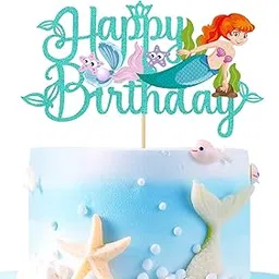 Party Propz Mermaid & Birthday Cake Toppers - Mermaid & Birthday Themed Cake Decorations-image-15