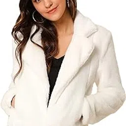 allegra k Women's Autumn Winter Cropped Jacket Notch Lapel Faux Fur Fluffy Coat-picture-38