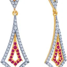 p.c. chandra jewellers 14k (585) Yellow Gold and American Diamond Stud Earrings for Women-picture-10