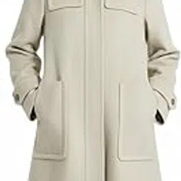 addplus XXL Cream Hooded Wool Blend Overcoat Women’s Long Winter Coat Detachable Hood Pocketed-picture-30