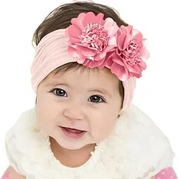 SYGA Baby Headbands Nylon Soft Strechable Flower Hairbands for Newborns, Infants, Toddlers and Kids 0-3 Years (Light Pink)-picture-15