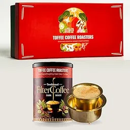 Toffee Coffee Roasters | Filter Coffee + Dabra Gift Set | Elegant Brass Dabara | South Indian Coffee Glass Set Bowl and Glass | South Indian Gifts, Diwali Coffee Gift Hamper For Family & Friends-picture-25