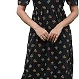 Yazh Clothing Maternity Dress for Women Soft Feel Adjustable Back Rope Pregnancy Wear with Pockets | Relax Fit Casual Lounge Dress - Black -2XL-picture-38