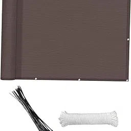 MERISHOPP™ Hdpe Balcony Cover Includes 24Pcs Cable Ties 90X300Cm for Porch Outdoor Deck Coffee-picture-17