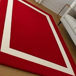 Carpet for Modern Living Room Area Rug, Red with Cream Border Pattern, Hand Tufted Carpet, 2x6 Feet, Contemporary Geometric Design for Indoor Home Decor (2X6)-picture-11