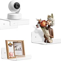 3 Pack Small Floating Acrylic Shelves Transparent Mini Wall Shelves for Storage 4 Inch Small Picture Edge Shelves with Two Types of Installation - Glue & Drilling-picture-30