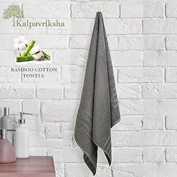 BOUTIQUE LIVING Kalpavriksha 100% Cotton 550 GSM Bamboo Cotton Bath Towel (Grey)-picture-15
