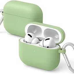Yellowinc Hybrid Liquid Silicone Case Cover for Apple Airpods Pro 3 (2025), Hard PC, Matte Finish Coating with Heavy Duty Carabiner (Matcha Green, Liquid Silicone)-picture-43