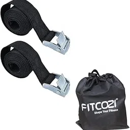 fitcozi Lashing Straps 10' x 1'' Cam Buckle Tie Down Straps Heavy Duty Up to 120lbs for Cargo, Luggage, Bicycles, Motorcycles, Kayaks, Surfboards, Furniture & Moving Appliances (Tie Down Black 2 Pcs)-picture-10