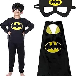 RADIANT FASHION WORLD Kids Batman Costume with Cape and Face Mask - Superhero Dress Up for Boys and Girls-picture-13