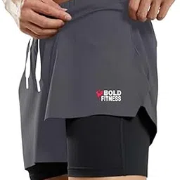bold fitness 2 in 1 Active Dual Shorts with Inner Tights Layer | Men's Double Layer Short for Running, Gym & Sports-picture-21