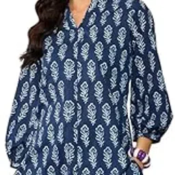 vaamsi Women's Floral Printed Top (VT1317_Blue)-picture-26