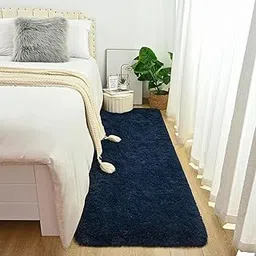 Solid Color Rug Carpet – Soft Plush Carpet for Living Room, Bedroom, Kids Room, Kitchen – Multiple Sizes, Shapes & Colors – Non-Slip, Easy to Clean Modern Floor Rug - (Blue, 2x6 feet) image 1